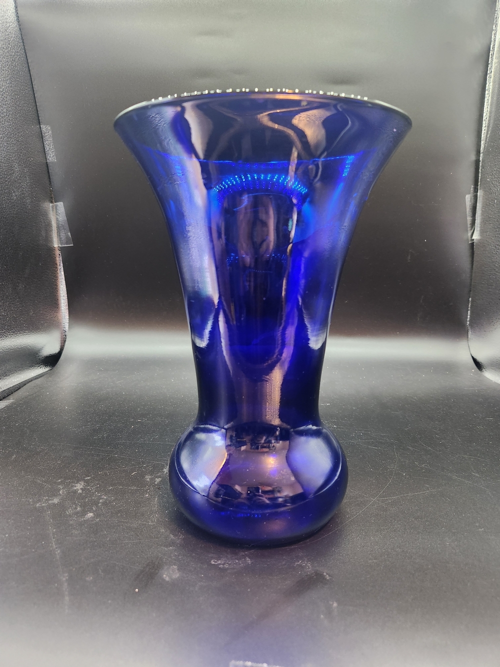 Vintage Mid-Century Studio Cobalt Blue Flared Trumpet Glass Vase